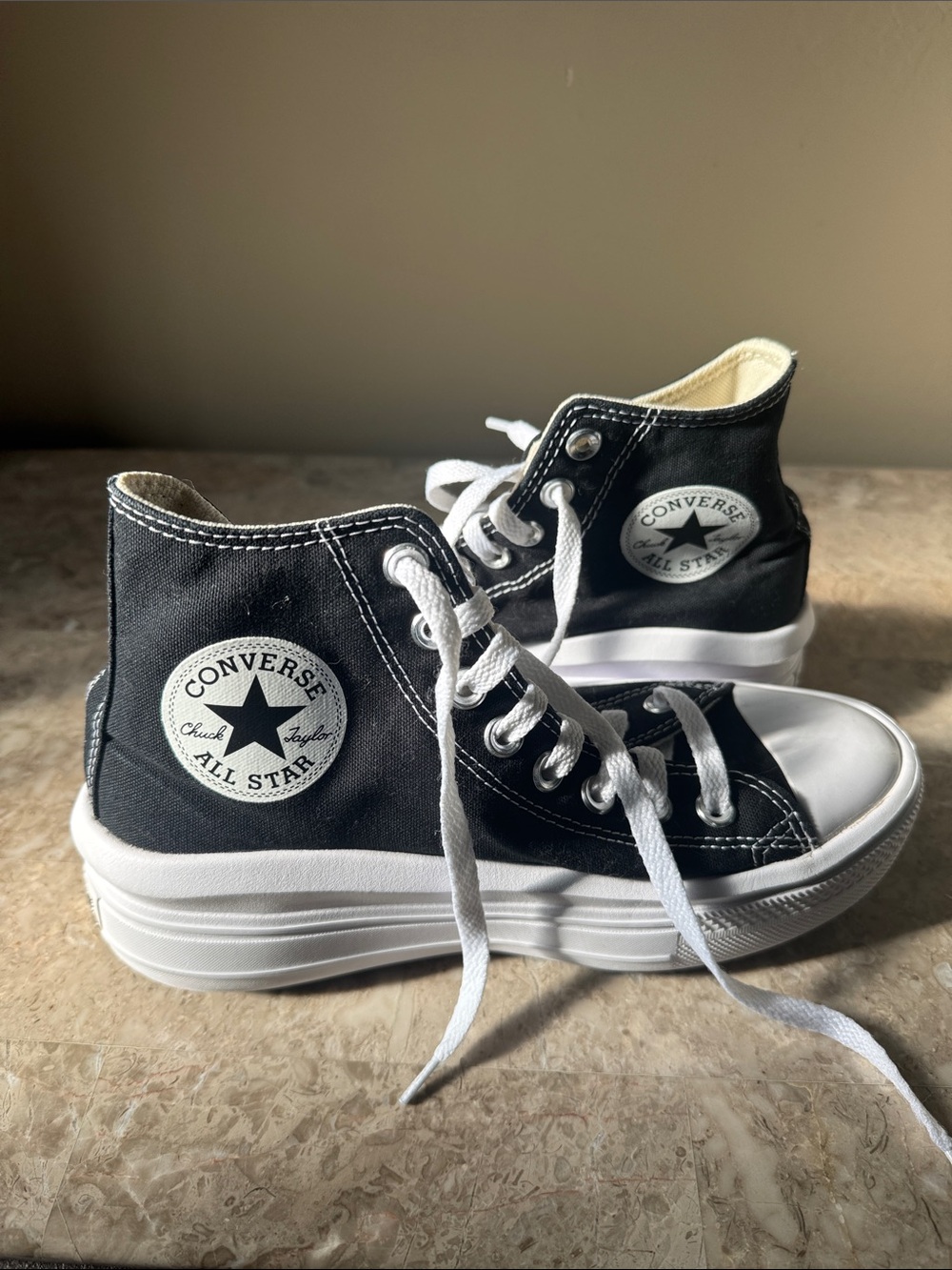 Converse Black and White High-Top Platform Sneakers